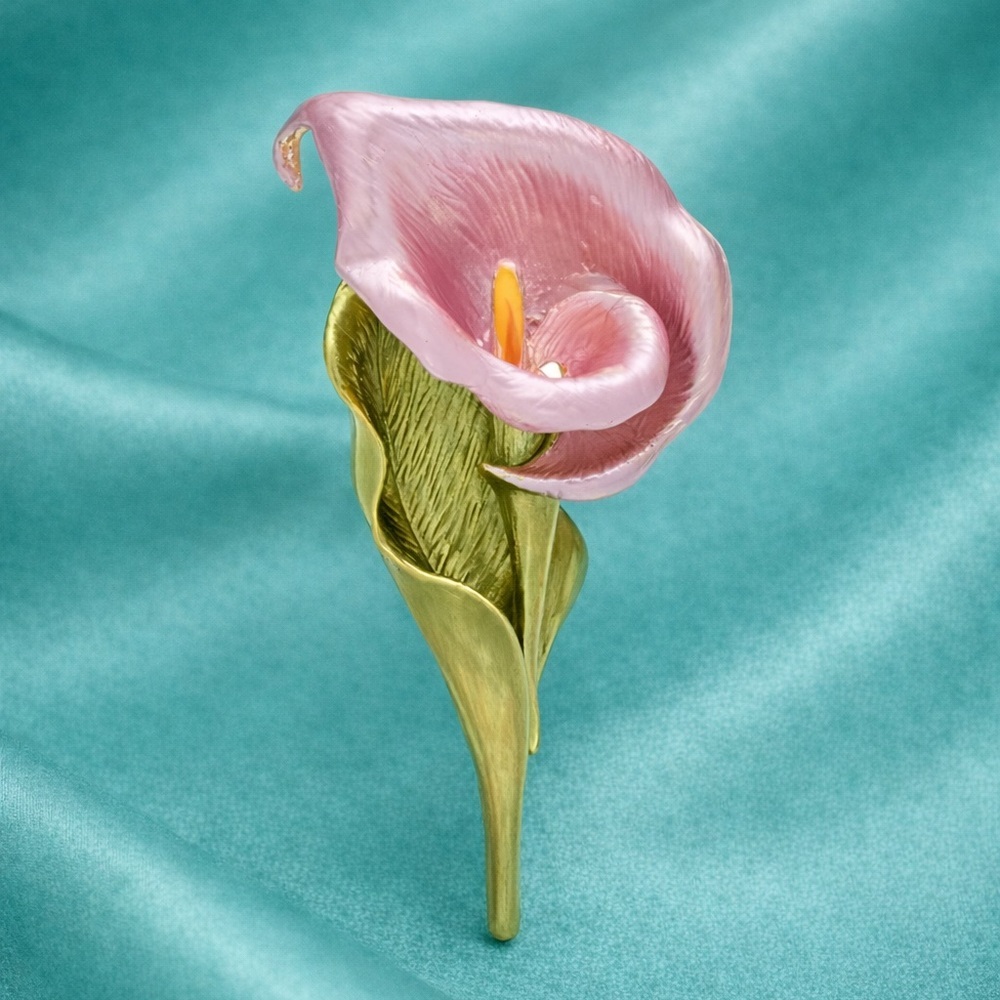 Pink Calla Lily Floral Brooch